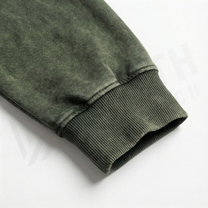 Men's Olive Green Hooded <b>Tracksuit</b> Solid Color Casual Sweatshirt With Front Logo And Matching Pants Full Length Regular Fit - Product Image 6