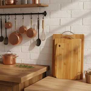 Planche à découper en bambou avec poignée, grande planche à découper rectangulaire pour la cuisine - Product Image 6