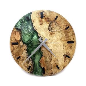 Home <b>Decorative</b> Handmade Blue Epoxy Resin Wooden <b>Wall</b> <b>Clock</b> Custom Made <b>Wall</b> <b>Clock</b> for Interior <b>Decoration</b> - Product Image 4
