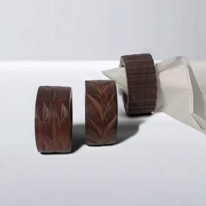 Offre Spéciale anneaux de serviette en bois de manguier en forme d'hexagone uniques porte-papier de soie personnalisable avec un design sculpté à la main - Product Image 5