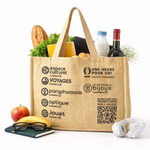 Bolsa de Compras de Yute Impresa Premium, Reutilizable y Ecológica, con Asas Resistentes para Comercio Minorista y Promoción - Product Image 4