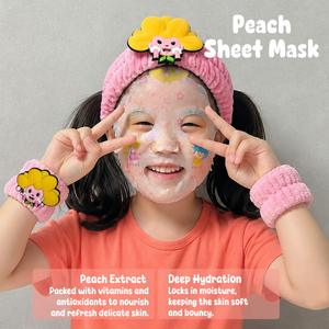 Masque en tissu à la pêche pour enfants, masque hydratant pour le visage avec extrait de pêche, hydratation intense pour une peau douce - Product Image 1