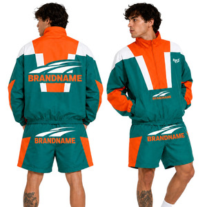 Trendy Custom Men's Nylon Shorts Tracksuit Windbreaker Jackets & Embroidered Logo Print OEM Private <b>Label</b> Nylon Summer Hoodies - Product Image 1