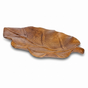 Ensemble d'ustensiles de cuisine en bois de teck massif de qualité alimentaire, plateau en forme de feuille, ustensile de préparation culinaire artisanal en bois, artisanat balinais - Product Image 1
