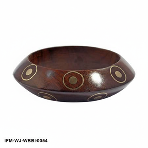 Bracelet jonc en bois fait main avec incrustation de soleil en laiton, bijou ethnique en bois foncé naturel pour femme - Product Image 3