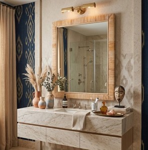 Bohemian Handwoven Rattan <b>Wall</b> <b>Mirror</b> Rectangular Decorative Wooden Frame <b>Mirror</b> <b>for</b> Bedroom Bathroom Home Decor from Vietnam - Product Image 5