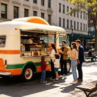 Chariot de friteuse à donuts facile à nettoyer avec station de glaçage, cafetière et chauffe-café pour les services de matin en pleine heure de pointe