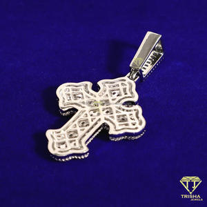 Fashion Hip Hop Cross Pendant Necklace with VVS Moissanite Diamonds and 925 Sterling Silver - Product Image 2