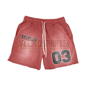 Pantalones cortos informales de gimnasio lavados con ácido para hombre, pantalones cortos Cargo de cintura media antiarrugas de estilo callejero, de lona, teñidos lisos, ecológicos, personalizados - Product Image 3
