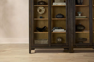 Modern Wood Sideboard <b>Cabinet</b> with Glass Doors and Storage for Dining Room Furniture - Product Image 2