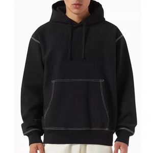 Sudadera con Capucha Negra Extra Grande para Hombre, Poliéster/Algodón, Forro Polar Ecológico, Bolsillo Impermeable, Ropa Casual de Invierno - Product Image 3