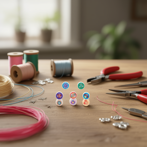 Ilan Abalorios Perline rotonde in argilla polimerica 5x9mm con motivo floreale 20pz - Product Image 3