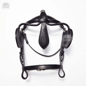 Custom Miniature Team pair <b>harness</b> set in leather Horse driving <b>Harness</b> with french collar <b>black</b> brown - Product Image 2