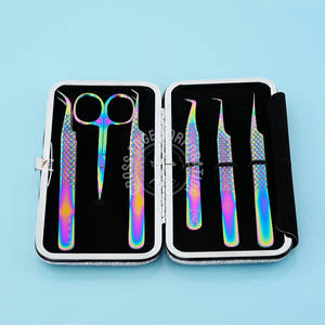 Pince à cils à pointe en fibre de qualité supérieure 45 Pince à épiler à volume de cils à 90 degrés Extensions de cils en acier inoxydable Pince à épiler Diamond Grip - Product Image 1