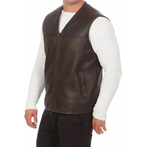 Chaleco de Motocicleta de Cuero Auténtico Diseñado para Hombres que Prefieren un Ajuste Tradicional con Durabilidad y un Estilo Minimalista y Elegante - Product Image 3