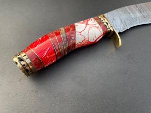 Couteau de chasse en acier Damas de qualité supérieure, couteau de survie en plein air, couteau de camping avec poignée ergonomique, étui en cuir, personnalisable OEM - Product Image 2