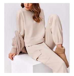 Nouvelle collection – Sweat-shirt décontracté et confortable pour femme, tricoté, à manches longues, col et épaules tombantes, couleur unie, service OEM – Bangladesh - Product Image 4