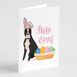 Whimsical A7 Size 5x7 Black Boxer <b>Easter</b> Note <b>Cards</b> <b>Pack</b> of 8 Blank Greeting <b>Cards</b> with Envelopes - Product Image 1