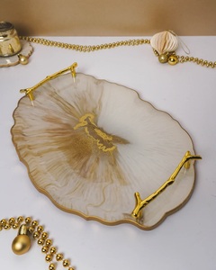 Luxury Handmade Resin Serving <b>Tray</b> Decorative Coffee Table <b>Tray</b> for Home Decor - Product Image 2
