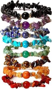 Venta al por mayor mejor calidad estirable siete Chakra piedras preciosas cristal Chips pulseras para curación pulsera comprar de AAMEENA AGATE - Product Image 2