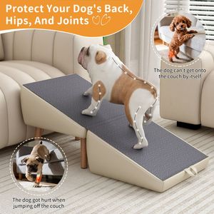 Escaleras y Rampa Plegables 2 en 1 de Madera para Mascotas, para Perros Pequeños y Gatos, para Sofá, Cama y Diseño Otomano Dividido - Product Image 6