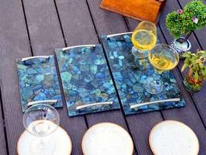 Plateau de service en marbre avec poignées, décoration de mariage, plateaux en marbre naturel, aspect luxueux, plateau de service en céramique de haute qualité - Product Image 5