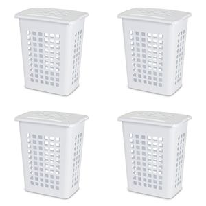 Set di 4 LiftTop in plastica rettangolare bianco cesti per bucato soluzione pratica e conveniente per organizzare i tuoi vestiti - Product Image 1