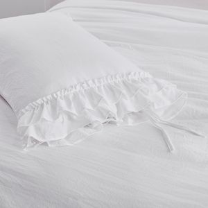 Juego de 3 piezas de funda de edredón con volantes de lino y poliéster de 200 hilos para sillón, con 2 fundas de almohada, disponible en tamaños King, Super King y Twin para bodas - Product Image 4
