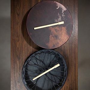 Tambour à main Shusiman de 14 pouces, fait main, avec cadre métallique et peau de vache, batte incluse, design couleur personnalisé pour la musique spirituelle chamanique - Product Image 4
