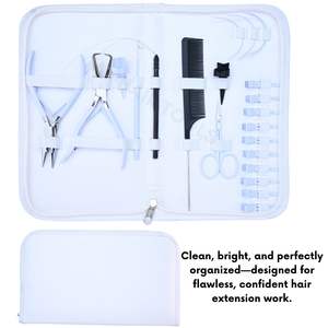 Kit d'outils tout-en-un pour extensions de cheveux blancs avec pince à micro-anneaux de salon, outil d'enfilage, mini-ciseaux de coupe et pinces de coiffage - Product Image 5