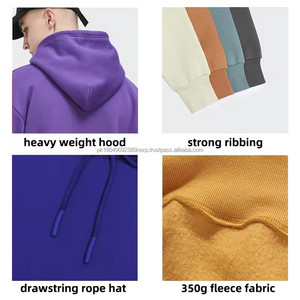 Sweat à capuche d'hiver en molleton solide 100% coton pour hommes avec fermeture à glissière épaissie manteau grande taille pour l'extérieur - Product Image 5