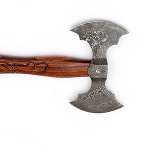 Damascus Steel Double Head <b>Axe</b> High Quality Pattern Steel Head With Strong Wooden <b>Handle</b> For Camping And Utility - Product Image 6