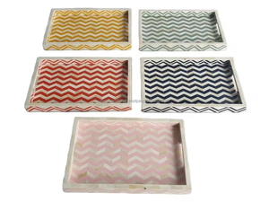 ถาดเสิร์ฟสี่เหลี่ยมฝังกระดูกอินเดียทำมือสุดหรู สำหรับใช้ในครัวเรือนอเนกประสงค์ ปลอดภัยสำหรับเครื่องล้างจาน ปรับแต่งขนาดและสีได้ ดีไซน์ใหม่ - Product Image 4