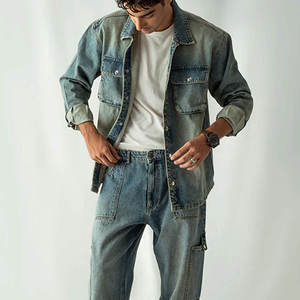 Chemise en jean sur mesure pour homme, tissu 100% coton, col rabattu, streetwear décontracté, design minimaliste, chemises en jean professionnelles - Product Image 3