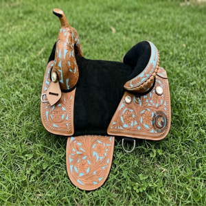 Selle de cheval en cuir western de qualité supérieure avec siège profond confortable et design artisanal pour la pratique du plaisir équestre, de la randonnée, du barrel racing et de l'usage quotidien. - Product Image 5