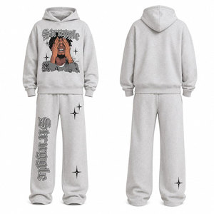 Ensemble de jogging 2 pièces pour homme : sweat à capuche et pantalon évasé avec logo personnalisé, style streetwear - Product Image 1