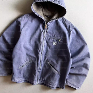 Men's Olive Zip Up Hooded Jacket Winter <b>Fleece</b> <b>Sherpa</b> Lined Windproof Casual Coat - Product Image 6