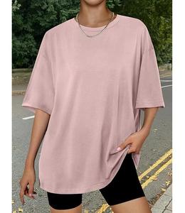 เสื้อยืดผู้หญิงดีไซน์ใหม่ ผ้าฝ้ายแท้ 100% แขนครึ่งตัว คอเฉียง ไหล่ตก ทรงโอเวอร์ไซส์ สวมใส่สบาย ระบายอากาศได้ดี ผลิตในบังกลาเทศ - Product Image 6