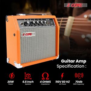Amplificatore Portatile Arancione da 20W per Basso Elettrico e Chitarra Acustica, Accessorio per Strumenti Musicali - Product Image 2