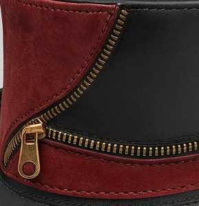 Chapeau haut de forme en cuir steampunk fait main de qualité supérieure, sur mesure, noir et rouge avec fermeture éclair - Product Image 4