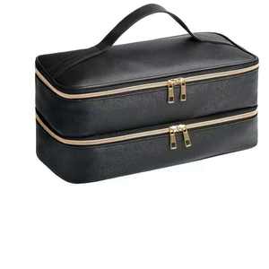 Sac de rangement portable simple à double compartiment en polyester pour outils capillaires avec double fermeture éclair, idéal pour <span class=keywords><strong>fer</strong></span> à friser et peignes de voyage - Product Image 3