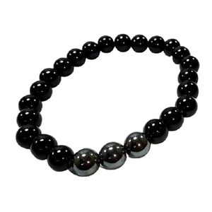 <b>Crystal</b> <b>bracelet</b> Black Obsidian & Hematite Round Beads <b>Bracelet</b> 8mm Stone Gemstone Fashion Men and <b>Women</b> Gift Energy - Product Image 6