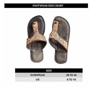 Sandalias de Punta abierta marrón para mujer, chanclas informales de cuero con estilo occidental, auténticas, hechas a mano, calzado de flores planas - Product Image 2