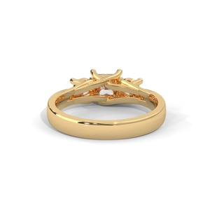 Bague de fiançailles et de mariage pour femme en or plaqué, avec diamant de laboratoire taille princesse et trilogie de diamants - Product Image 3