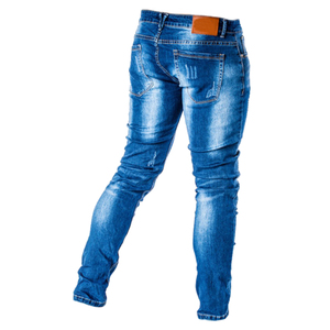 Jeans en denim vintage légers et de qualité supérieure pour hommes, coupe droite, style streetwear, déchirés, décontractés, tendance Y2K, couleur unie, pour l'été - Product Image 2