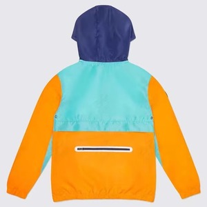 Ensemble coupe-vent à capuche pour homme, color-block, décontracté, pour l'automne, séchage rapide, en nylon/polyester, orange, turquoise, bleu - Product Image 4