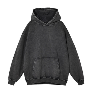 Custom Men's Acid Wash Pullover Hoodie Heavy Weight <b>Thick</b> <b>Fleece</b> Lined 100% Cotton Fabric Vintage Embroidery Patch Winter - Product Image 4