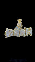 Rappeur bijoux hommes 10K or véritable diamant pendentif or et or blanc deux tons Dollar argent sac caution nom personnalisé lettre pendentif