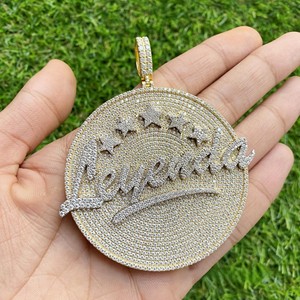 Collar de Eslabones Cubanos de Plata 925 con Baño de Oro Personalizado de Fábrica, con Colgante de Moissanita VVS 3D de Corte Brillante Certificado por IGI, Joyería Hip Hop - Product Image 3