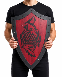 Decoración de Pared Vikinga con Diseño de Lobo, Valknut Nórdico Medieval de Metal, 24 Pulgadas, Hecho a Mano, Accesorio de Cosplay con Grabado - Product Image 4